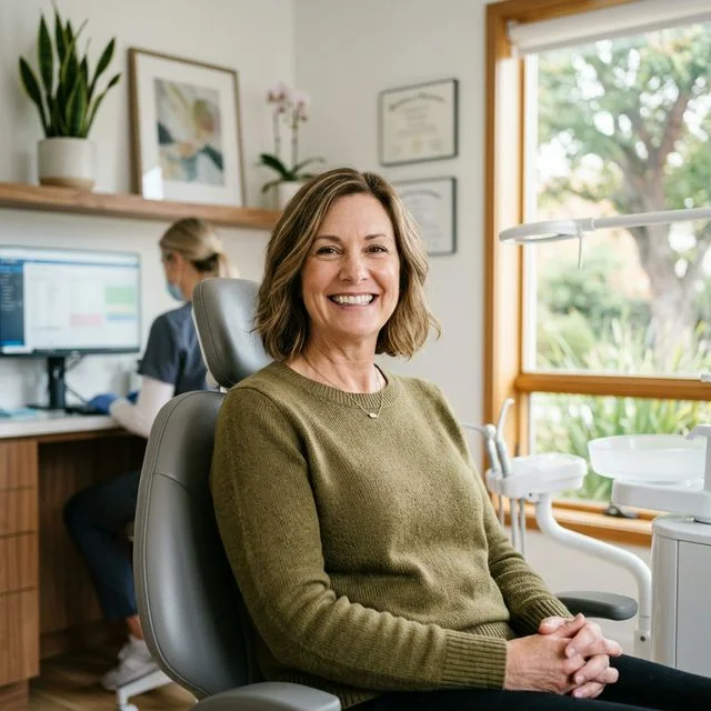 Patient smiling confidently after successful dental implant procedure showing natural-looking result